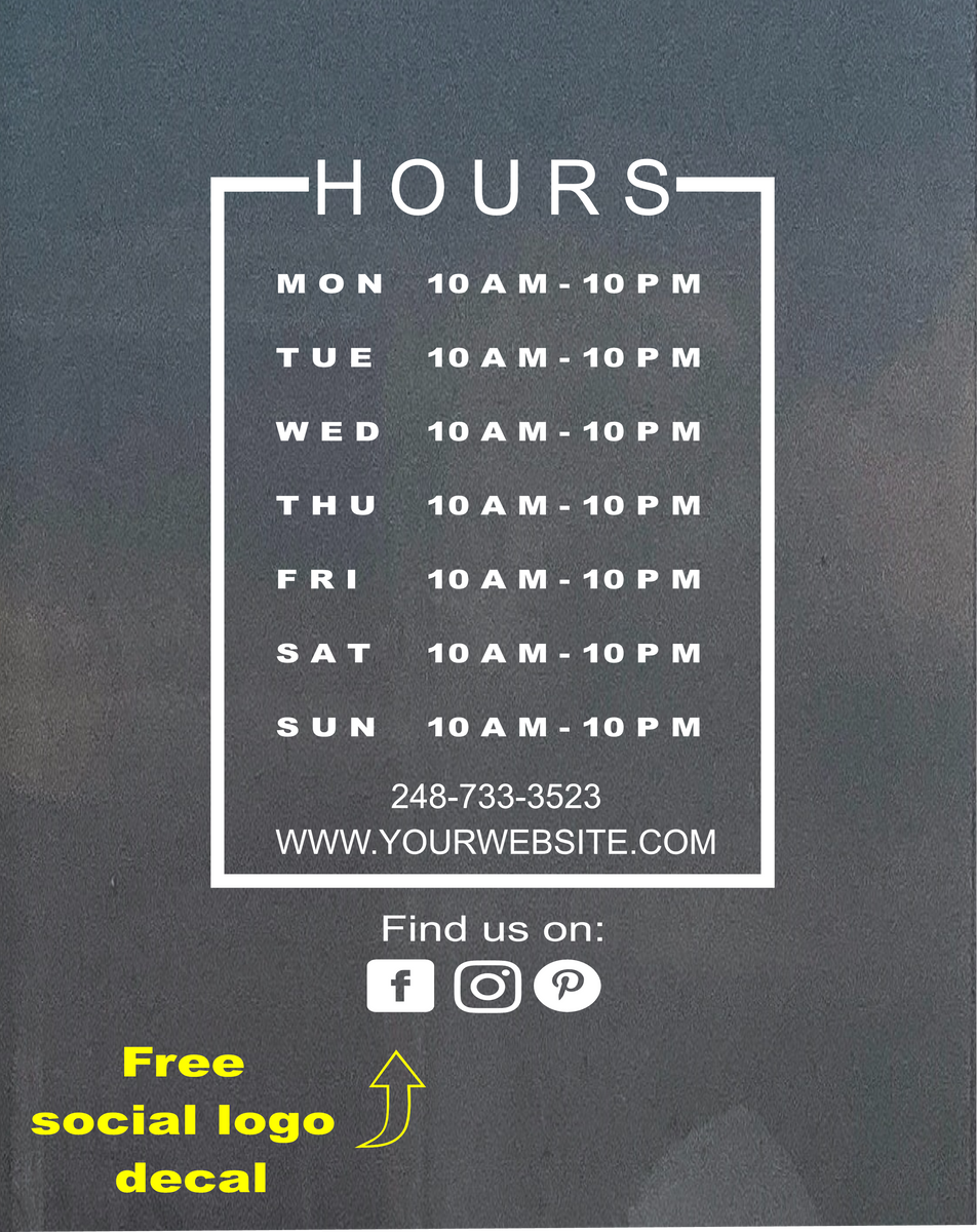 Vinyl Office Hours Sign Template Vinyl Office Hours Sign Template